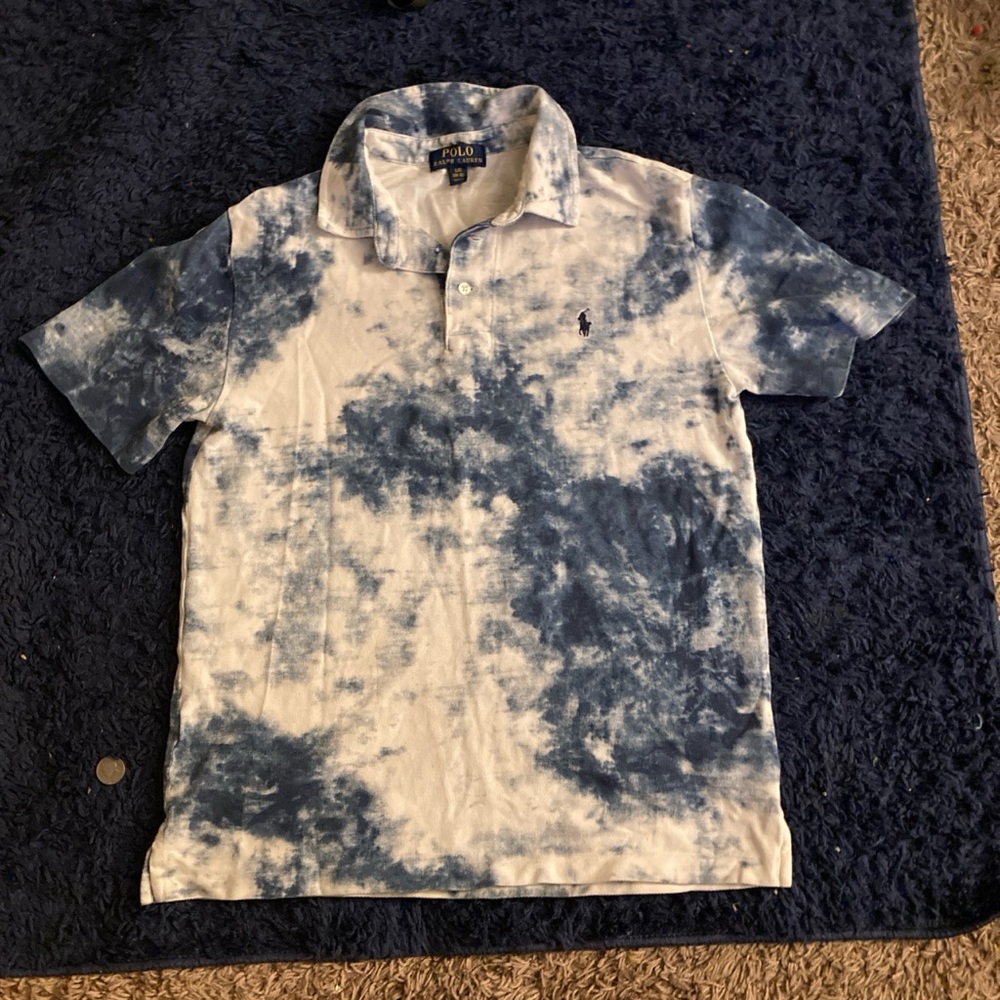 Polo by Ralph Lauren Men's White and Blue Polo Shirt